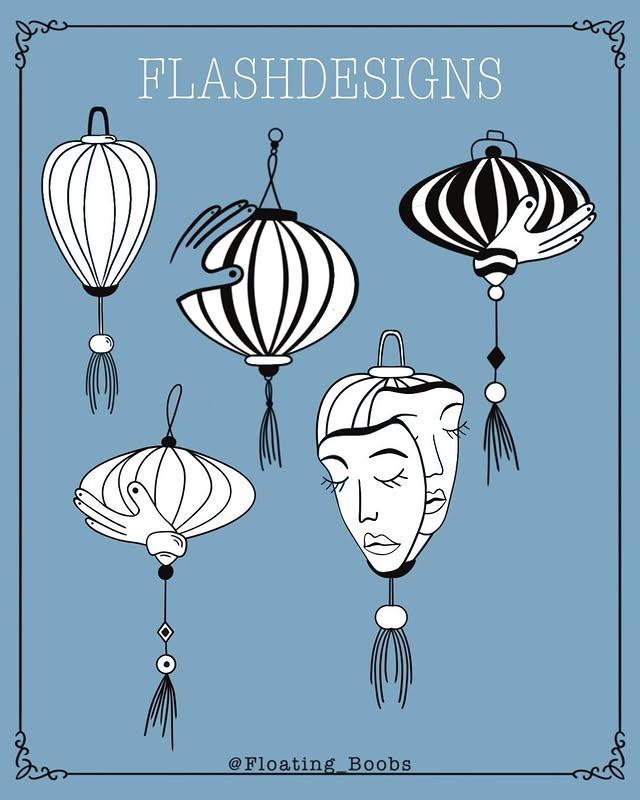 Vietnamese lantern flash tattoo designs by Floating boobs